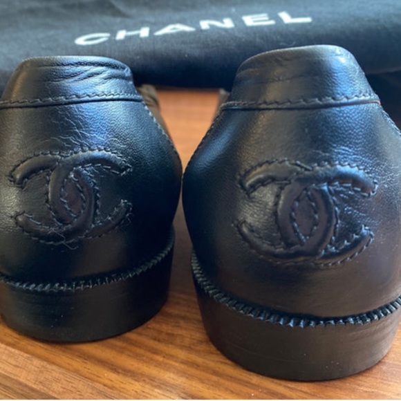 Vintage Chanel Loafers Classic Chain Logo 38.5 - Picture 2 of 7